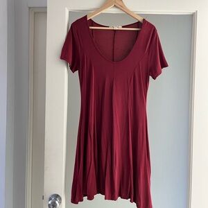 Burgundy Short Sleeve Dress